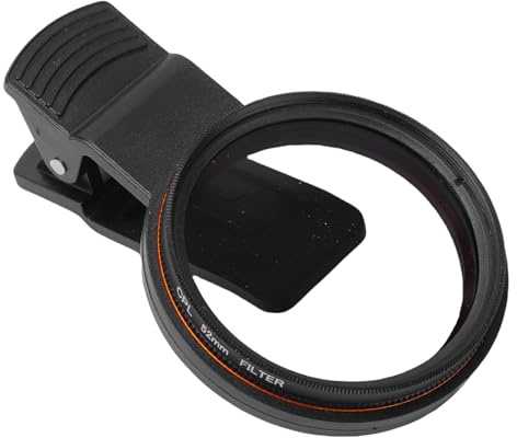 Tonysa Filtre Polarisant CPL 52 Mm, Réduit L'éblouissement et Les Reflets pour des Images Claires avec Un Contraste amélioré, Conception de Clip de Téléphone Robuste, avec Chiffon de