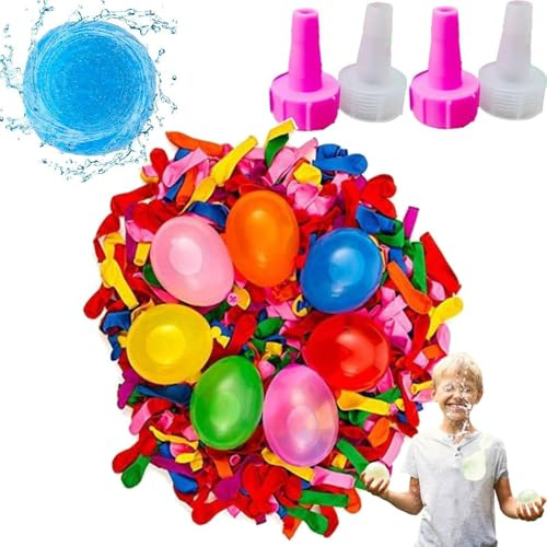 1000 Stück Wasserballons mit 4 Fülldüsen, Sommer-Schnellfüll-Wasserballons für Kinder im Alter von 4–8, 8–12, umweltfreundliche Latex-Wasserbomben-Ballon-Kampfspiele, mehrfarbiges Set für
