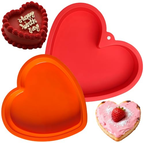 Bangbobi 2X Set de Molde para Pastel en Forma de Corazón de Silicona Antiadherente Resistente al Horno 230°C Sin BPA