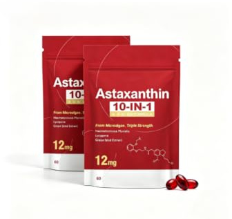 Astaxanthin 12mg，Lämplig för män och kvinnor（60 count） | Astaxanthin ，Färsk mikroalgerkälla |med MCT-olja | Immunitet och hudstöd| Icke-GMO, glutenfri