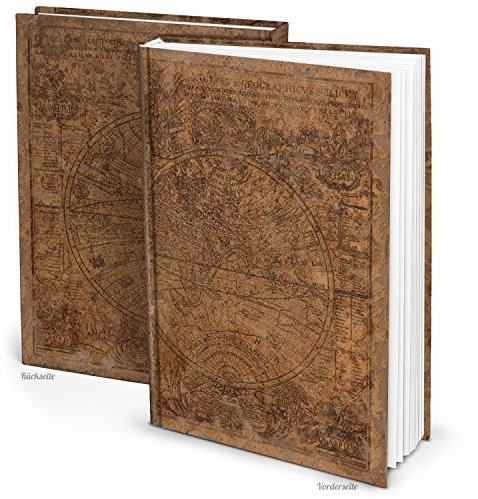 Logbuch-Verlag XXL Notizbuch Weltkarte Tagebuch A4 Globus Weltkugel-Motiv Geschenk vintage Buch mit leeren weißen Seiten