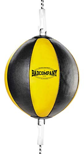 Bad Company Doppelendball aus Kunstleder inkl. elastischen Spanngurten I 25 cm Durchmesser I Boxball für das Reflex- und Boxtraining