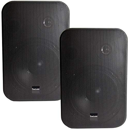 2x 6.5 200W Moisture Resistant Stereo Loud Speakers 8Ohm Black Wall Mounted