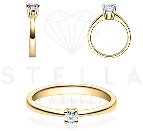 Verlobungsring Solitaire 585er Gelbgold 0,05ct. Diamant 4er Krappen Antragsring