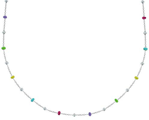 LES POULETTES BIJOUX - Sterling Silber 925 Halskette Regenbogen Email Perlen und 925 Silber Perlen