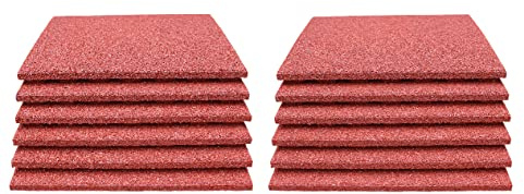 12 x Fallschutzmatten Rot 50x50x4cm Gummimatten Spielplatzmatte Schaukel Rutsche Spielturm Outdoor Indoor Fitness Gymnastikmatte Fallschutzplatten