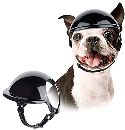 Namsan Hundehelm für Mittlere Hunde Kopfschutz Coole Motorrad Hundemütze für Radfahren, Reiten im Freien, Schwarz M