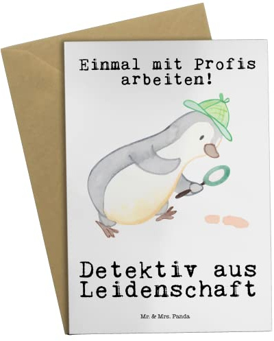 Mr. & Mrs. Panda valentinstagskarte Detektiv Leidenschaft - Geschenk, Grußkarte, weihnachtskarten, Lustig, Agent, osterkarten, Witzig, Spruch, einladungskarten, hochzeitskarten, Klappkarte