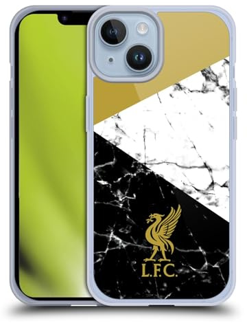 Head Case Designs Offizielle Liverpool Football Club Liver Bird Gold Marmor Gelhülle [Militärischer Schutzgrad] Kompatibel Mit Apple iPhone 14 Und Kompatibel Mit MagSafe