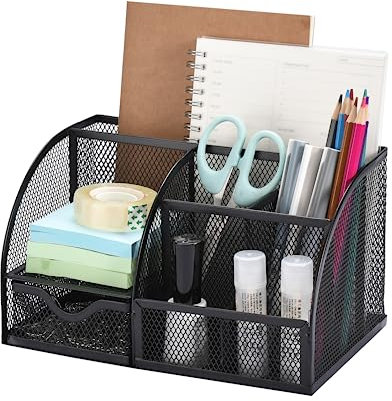 Office World Metall Schreibtisch-Organizer Platzsparender für Büro, Schule und Zimmer - Langlebiger und stylischer Aufbewahrungs-Organizer - Schreibtisch Zubehör