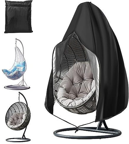 VORHOT Copri Sedie per Sedia a Dondolo Sospesa, 210D Oxford-Tessuto Copertura Sedie Esterno con Cerniera e Coulisse, Impermeabile Anti-UV Telo Protettivo per Balcone Giardino Patio, 190 x 115cm