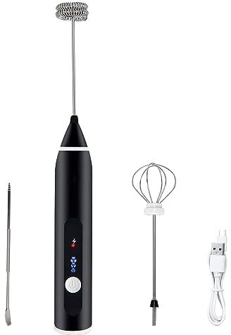 Espumador de leche recargable, mezclador eléctrico de bebidas con USB, espumador de café de mano, batidora de café, máquina de espuma para capuchino, chocolate caliente, negro