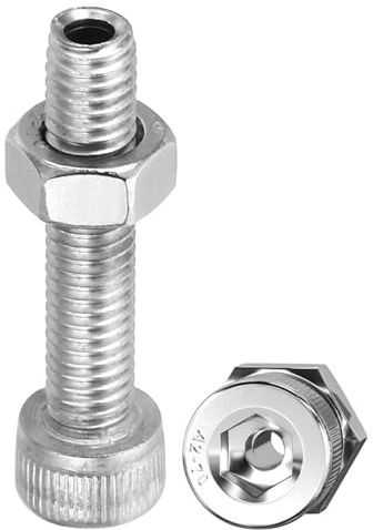 PATIKIL M6x30mm 304 Stainless Steel Hollow Bolt, 2 Set Cylindrical Hexagon Socket Screw Nut Kit Lamp Threading Screws Through Hole Fasteners
