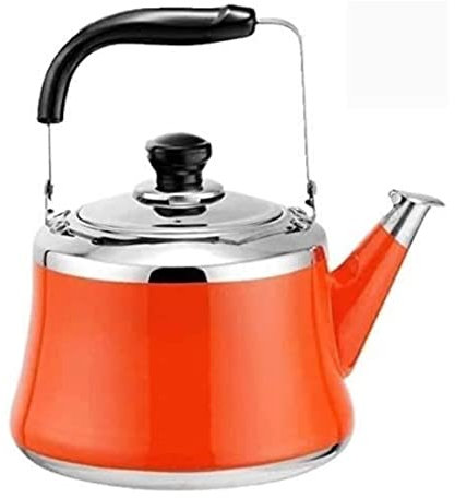 Bouilloire Théière Cuisinière De Cuisine Bouilloire À Thé Sifflante En Acier Inoxydable 304 Bouilloire À Eau Avec Poignée Anti-chaleur Bouilloire Théières pour Cuisinière ( Color : Orange , Size : 4L