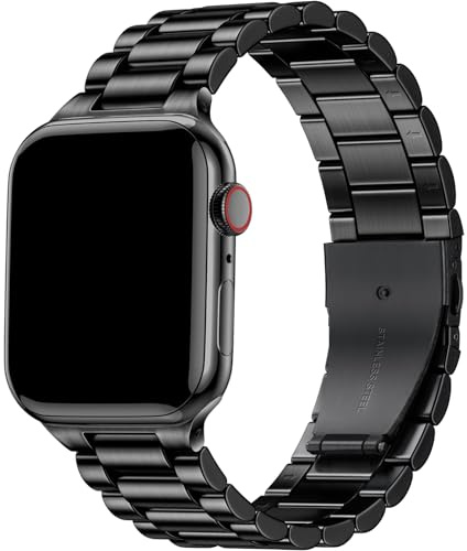 Netolo 24mm Breite Metall Armbänder Kompatibel mit Apple Watch Ultra 3 Armband 49mm, Edelstahl Ersatzband Kompatibel mit Apple Watch Ultra 2 Armband 49mm Ultra Schwarz