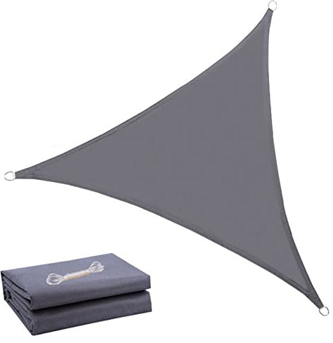 Tenda A Vela Impermeabile Triangolare 3x3x3,Serra Vele Ombreggianti, Vela Ombreggiante Parasole E Protezione Raggi UV, for Esterni, Cortile, Giardino，con Kit Di Montaggio, Grigio Scuro Vele parasole (