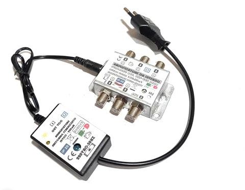 AMPLIFICATORE TV SEGNALE ANTENNA ALIMENTATORE DA INTERNO UHF/VHF 5 USCITE 25dB REG.