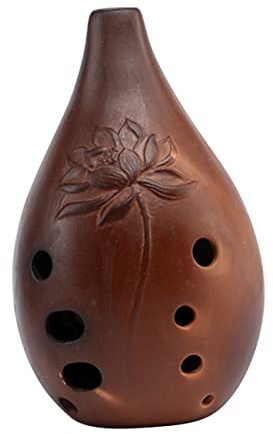 Professionelle Chinesische Xun Flöte 10 Löcher F-ton Keramik | Kaffee, Zufälliges Design, Leicht Anzublasen, für Künstler und Anfänger, Traditionelles Musikgeschenk Zufälliger Stil