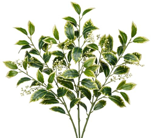 Arborus Ficus artificiale da 79 cm, rami di ficus artificiali, 3 pezzi, steli lunghi in finta seta, foglie spray artificiali, per vaso, casa, matrimonio, ufficio, decorazione