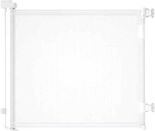 derimkcoa Treppenschutzgitter Ausziehbar für Babys, 0-140 cm Baby Absperrgitter Türschutzgitter Treppenschutzrollo,Tierschutzgitter Geeignet für Treppen/Türen/Innen & Außen (Weiß)