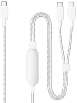 Anker USB C Cable, 6 ft 2-in-1 Type C Cable, 140W Max Fast Charging for iPhone 17/16/15, iPad Pro, Samsung Galaxy, MacBook Pro,and More(USB 2.0, Braided, White)