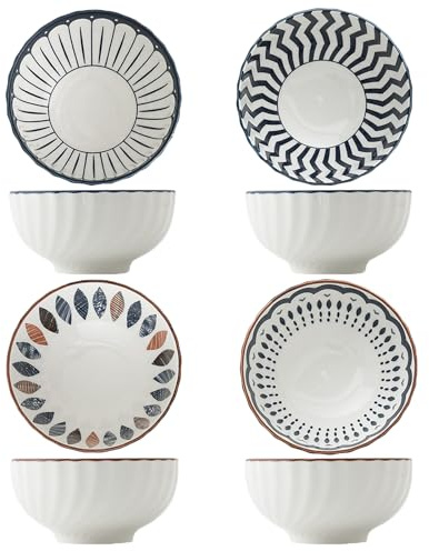 ZPPLD Müslischale Porzellan,Keramik Müslischale,Snackschüsseln 4er Set,Dessertschalen Keramik,Salatschüssel, Eisschale, Schale für Reis, Desserts, Nüsse, Obst (5)