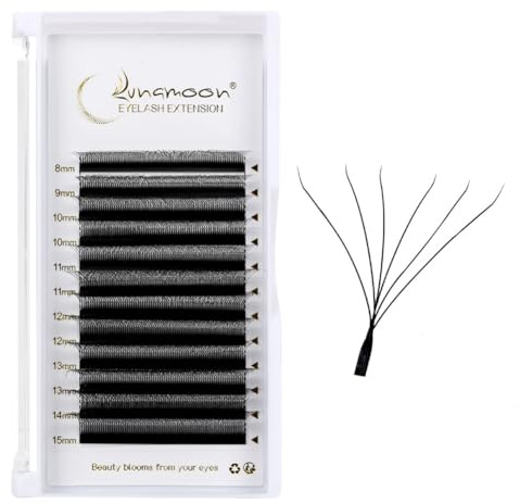 Lunamoon 6D Extension Ciglia 6D W Ciglia Ciuffetti(6D-0.07D/8-15 mm) | Premade Fans,Eyelash Extension,Volume Russo,Naturali Ciglia a Ventaglio,Ciuffetti Ciglia Prefabbricate,Uso Professionale