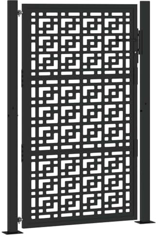 vidaXL garden gate/weathering steel/patio gate black/105x155 cm/laser-cut design/cross motif/strong lock system/secure entry point/outdoor/garden/patio/fence