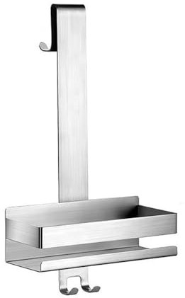 Portaoggetti Doccia Portaoggetti da doccia sospeso, organizer mobile in acciaio inox for doccia appeso sopra la porta del bagno, portaoggetti da doccia senza foratura con ganci Mensole Bagno(Silver)