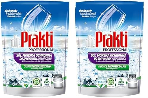 dr.Prakti Il sale marino per lavastoviglie, ammorbidisce l'acqua e previene efficacemente il calcare nella lavastoviglie e sulle stoviglie, doypack 1,5 kg (Confezione da 2)