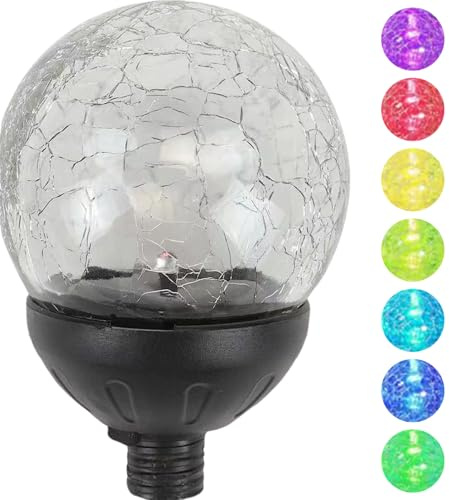 Neroyaner Pièces de rechange pour lampes solaires ampoule en verre à LED 7 couleurs avec interrupteur lampe solaire de rechange étanche pour girouettes extérieures