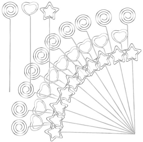 30 Stück Metal Tischkartenhalter, 3 Formen Silbrig Menükartenhalter, 4.7 Inch Fotohalter mit Klammern, Foto-Tischmarkierungsclip für Gastgeschenke, Hochzeit, Geburt, Taufe, Geburtstag, Weihnachten