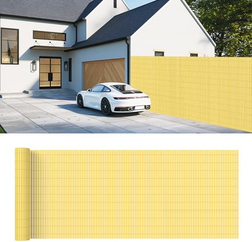 PVC Sichtschutzmatte Wetterfest 120x300cm, Sichtschutzzaun mit Kabelbindern Wasserdicht, Outdoor Sichtschutz für Garten-Balkon-Terrasse, Windschutz Doppelte Verstärkung, Balkonverkleidung, Bambus