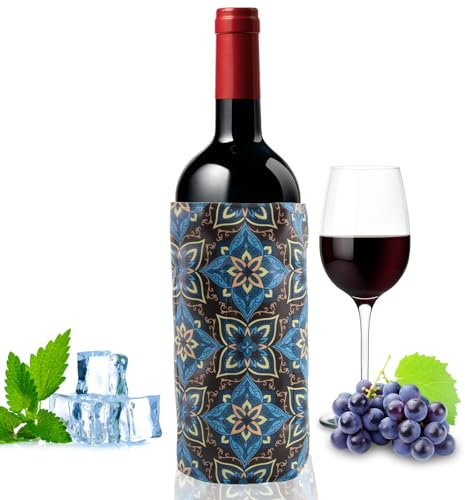 SilverChry Glacette per Vino, Raffredda Bottiglie Vino, Manicotto Raffreddatore per Bottiglie Vino, Borsa Ghiaccio Termica per Vino o Champagne, Wine Cooler - Raffreddamento Rapido (paisley)