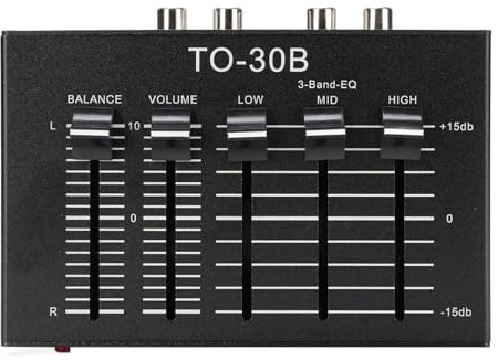 Equalizer Home Audio, Phono Preamp Eq 2 Canales Equalizador de Sonido Digital 3 Bandas 12dB Ajustamiento de Tono bajo Medio Control Control de Volumen Equilibrado Adaptador de 5V