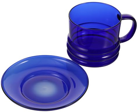 GALPADA Tazza Da Caffè in Vetro Borosilicato Con Piattino Kit Tazza Da Tè e Sottobicchiere Traslucido e Resistente Al Calore Adatto Per Caffè Tè Acqua e Bevande
