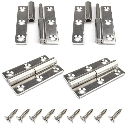 Wmzjnljy 4pcs 3 Lift Off Door Hinges Detachable Rising Butt Lift Off Door Hinge Small Slip Joint Flag Hinges (2pcs Right Handed+2pcs Left Handed)(Z112-4)