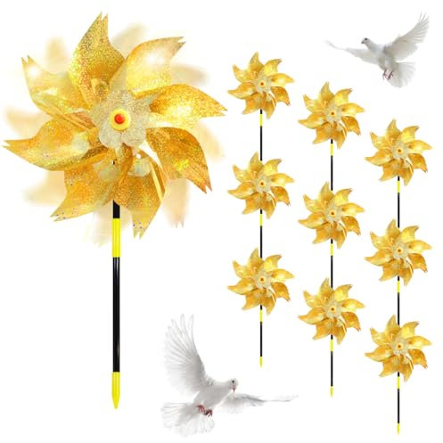 XLZJYIJ Repellente per Uccelli Girandole, 10 Pezzi Mulino a Vento Riflettente, Girandole Spaventa Uccelli per Il Controllo degli Uccelli Decorazione del Giardino to Protect Frutteto, Giardino