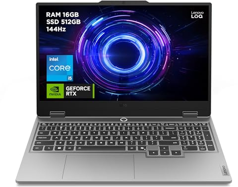 Lenovo LOQ 15IRX10 - Ordinateur Portable Gaming 15.6'' FHD (Intel Core i5-13450HX, RAM 16Go, SSD 512Go, NVIDIA RTX 5050 8GB, sans Système d'Exploitation) Clavier rétroéclairé AZERTY Français - Gris