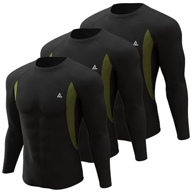 CL convallaria 3er Pack Thermounterwäsche Unterhemd Herren Thermo Oberteil Innenfleece Funktionsunterwäsche Thermoshirt Langarm für Winter
