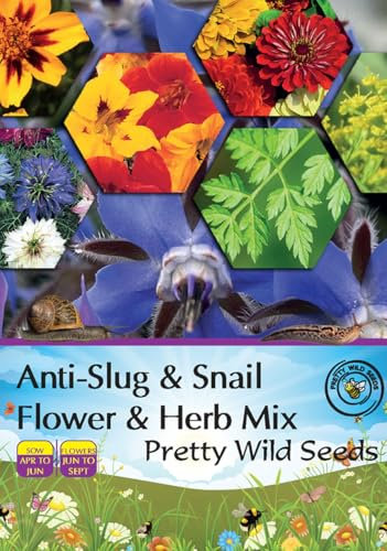 Pretty Wild Seeds Anti-Slug & Snail Flower and Herb Mix in Pictorial Packet - Natural Eco-Friendly Pest Control - 2g
