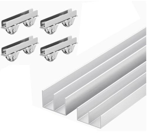 Glass Sliding Door Track System, Smooth Double Rail Mechanism for Display Cabinets