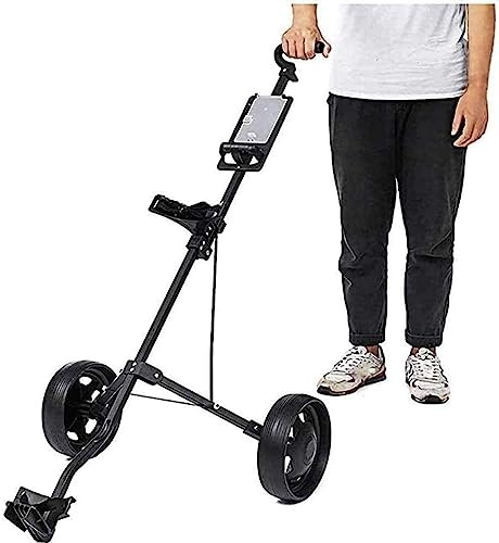 KLYDBMYT Golftrolley, Golf-Pull-Cart, Verstellbarer Golftrolley, 2 Räder, Push-Pull-Golfwagen, Faltbarer Trolley aus Aluminiumlegierung mit Bremse