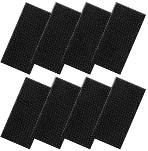 8 Pack 12 x 6 Black Bar Mat, Non-Slip Glass Drying Mat for Restaurants, Coffee, Bars