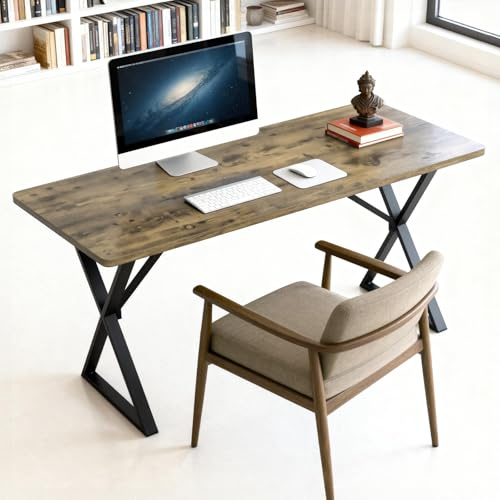 SMILHELTD Heavy Duty Office Desk Industrial Grade Computer Desk with 1 Thick Desktop & 1 mm Reinforced Metal Frame Sturdy Workstation for Home Office Gaming Dorm 47.2 W x 23.7 D x 29 H