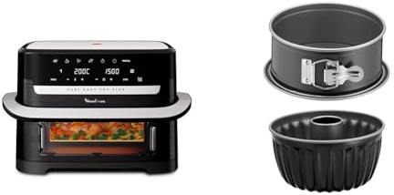 LOT Moulinex air fryer Flex 2 zones 9L, séparateur amovible EZ9228F0, noir + 2 moules à gâteaux Tefal spécial air fryer J176S204