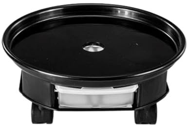 Soporte rodante para plantas con depósito de agua para macetas redondas, soporte para macetas de interior y exterior, carrito de flores negro de 27 cm para una fácil movilidad