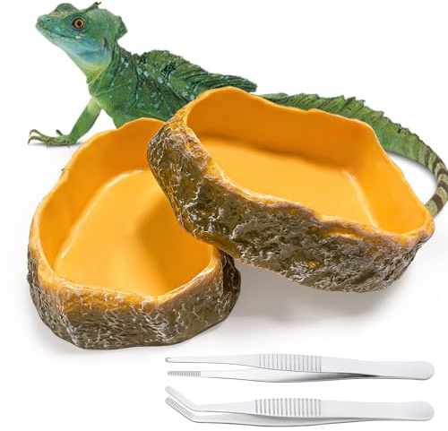 Feruchun 2 Pezzi Ciotola Rettili,Ciotole Terrario,Ciotola Acqua Rettili per Geco Serpente Tartarughe (10 cm* 7.5 cm* 2.3cm,Multicolore)