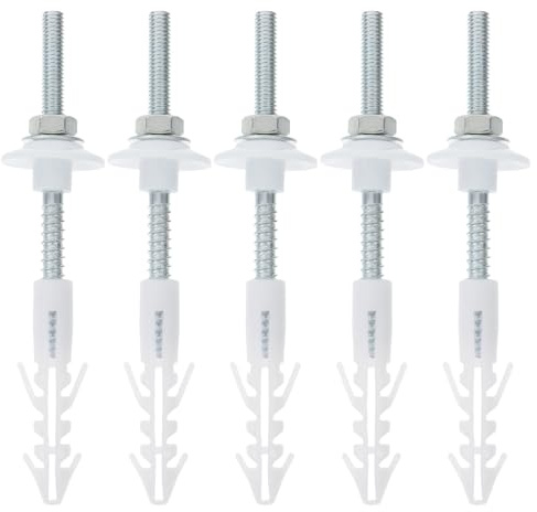 Healifty 5 Sets Stainless Steel Sink Mounting Screws for Washbasin Installation with Leak Prevention and Sturdy Build, Includes Washers and Nuts for Bathroom Household Use
