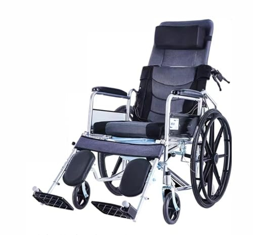 GUHPZA High Back Foldable Wheelchair for Adults 220-Lbs Folding Self-Propelled Wheel Chair/F,F